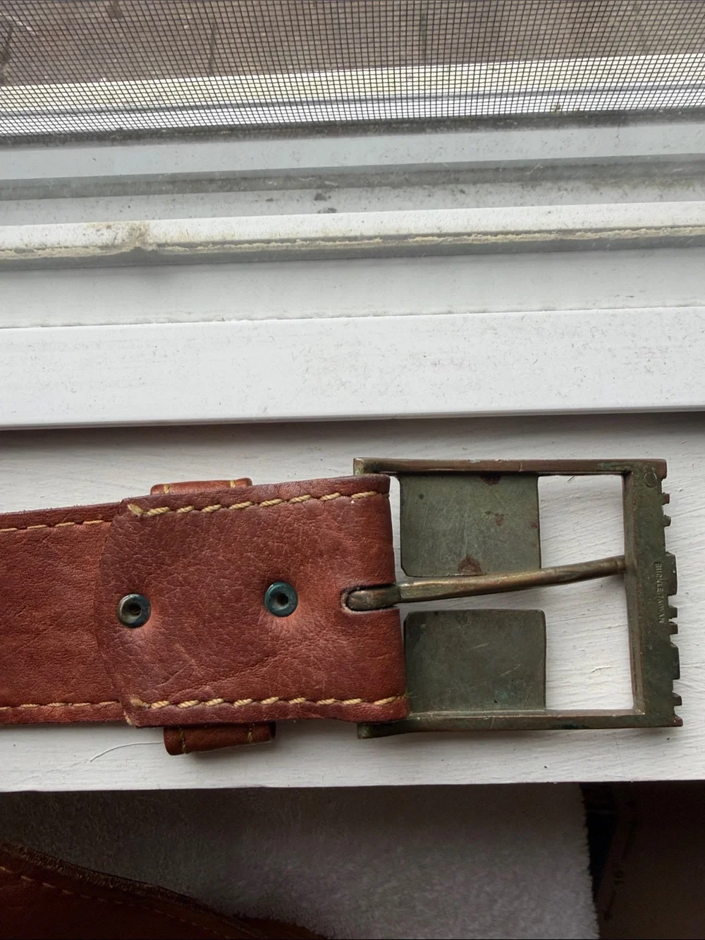 Vera Pelle Brown Leather Belt with Metal Buckle